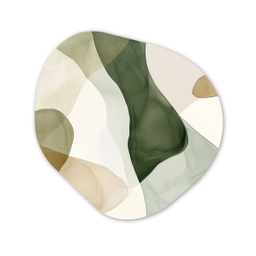 Japandi - Abstract - Groen Wandcirkel Organisch Forex 3mm klein -3d