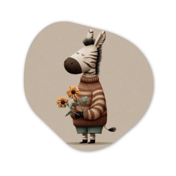 Zebra - Zonnebloemen - Warm Wandcirkel Organisch Forex 3mm klein -3d