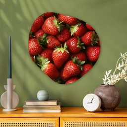 Aardbei - Fruit - Rood Wandcirkel Organisch Plexiglas middel -sfeer2