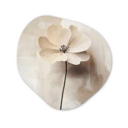 Bloem - Beige - Verf - Schaduw Wandcirkel Organisch Plexiglas middel -3d