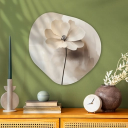 Bloem - Beige - Verf - Schaduw Wandcirkel Organisch Plexiglas middel -sfeer2