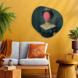Kroon - Roze druipend verf - Portret Wandcirkel Organisch Plexiglas middel -sfeer4