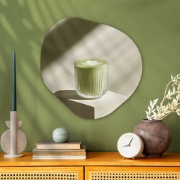 Matcha - Glas - Groen - Minimalistisch Wandcirkel Organisch Plexiglas middel -sfeer2