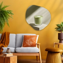 Matcha - Glas - Groen - Minimalistisch Wandcirkel Organisch Plexiglas middel -sfeer4