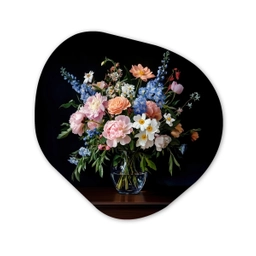 Pastel - Bloemen - Glazen - Vaas Wandcirkel Organisch Plexiglas middel -3d