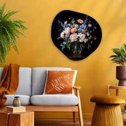 Pastel - Bloemen - Glazen - Vaas Wandcirkel Organisch Plexiglas middel -sfeer4