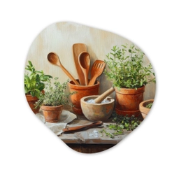 Potten - Kruiden - Hout Wandcirkel Organisch Plexiglas middel -3d