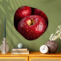 Rood - Appels - Fruit Wandcirkel Organisch Plexiglas middel -sfeer2