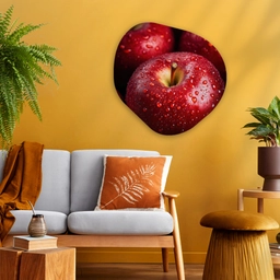 Rood - Appels - Fruit Wandcirkel Organisch Plexiglas middel -sfeer4