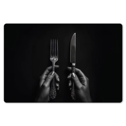 Bestek - Zwart - Wit Placemat vinyl groot -zzsfeer1_Kitchenyeah-website
