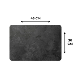 Beton - Structuur - Industrieel - Zwart - Grijs Placemat vinyl groot -specs