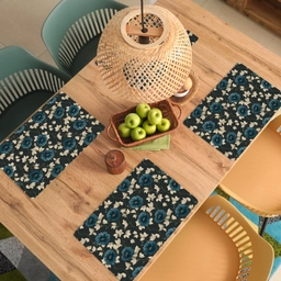 Botanisch - Bloemen - Blauw Placemat vinyl groot 368 -zzsfeer5_Kitchenyeah-website