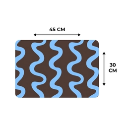 Kronkelende lijnen - Blauw - Bruin - Minimalistisch Placemat vinyl groot 368 -specs