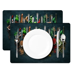Kruiden - Lepels - Kleurrijk Placemat vinyl groot -zzsfeer2_Kitchenyeah-website