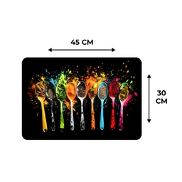 Lepels - Kruiden - Modern - Graffiti - Verf - Kleurrijk Placemat vinyl groot -specs