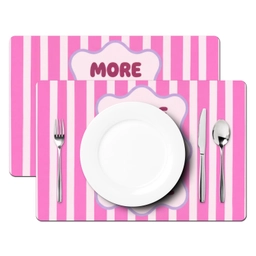 More coffee - Roze - Paars - Strepen - Mok Placemat vinyl groot -zzsfeer2_Kitchenyeah-website