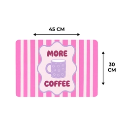 More coffee - Roze - Paars - Strepen - Mok Placemat vinyl groot -specs