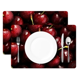 Rood - Fruit - Kersen Placemat vinyl groot -zzsfeer2_Kitchenyeah-website