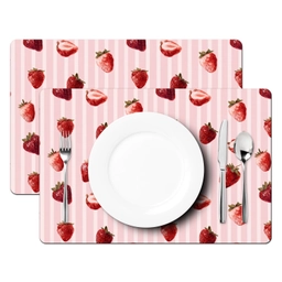 Strepen - Aardbei - Roze Placemat vinyl groot 368 -zzsfeer2_Kitchenyeah-website