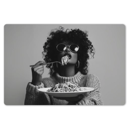 Vrouw - Pasta - Zwart - Wit Placemat vinyl groot -zzsfeer1_Kitchenyeah-website