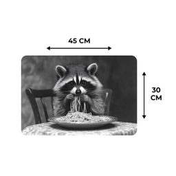 Wasbeer - Cute - Pasta - Tafelkleed - Zwart - Wit Placemat vinyl groot -specs