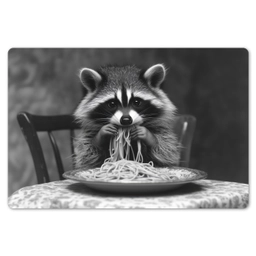 Wasbeer - Cute - Pasta - Tafelkleed - Zwart - Wit Placemat vinyl groot -zzsfeer1_Kitchenyeah-website