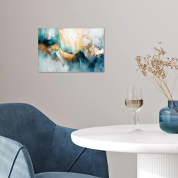 Abstract - Kunst - Gold - Blauw poster papier klein -sfeer3