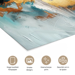 Abstract - Kunst - Gold - Blauw poster papier klein -closeup_NL