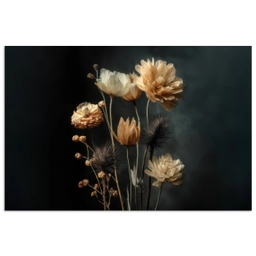 Boeket - Bloemen - Licht - Zwart poster papier klein -3d