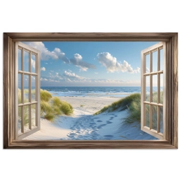 Doorkijk - Strand - Raam - Duinen - Zee poster papier klein -3d