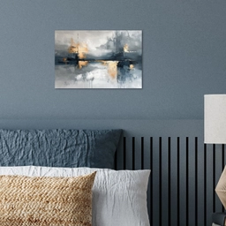 Kunst - Grijs - Goud - Abstract poster papier klein -sfeer2