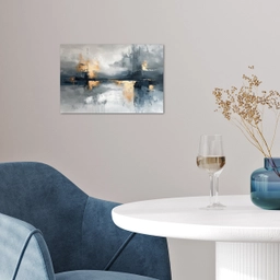 Kunst - Grijs - Goud - Abstract poster papier klein -sfeer3