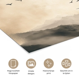 Landschap - Japandi - vogel poster papier klein -closeup_NL