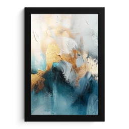 Abstract - Kunst - Gold - Blauw fotolijst zwart zonder passe partout klein -3d