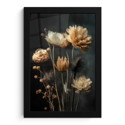 Boeket - Bloemen - Licht - Zwart fotolijst zwart zonder passe partout klein -3d