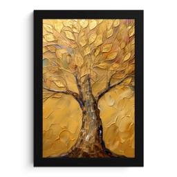 Goud - Boom - Abstract - Modern fotolijst zwart zonder passe partout klein -3d