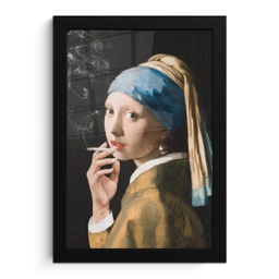 Meisje met de parel - Johannes Vermeer - Sigaretten fotolijst zwart zonder passe partout klein -3d