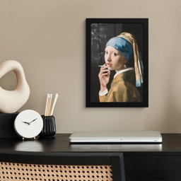 Meisje met de parel - Johannes Vermeer - Sigaretten fotolijst zwart zonder passe partout klein -sfeer1