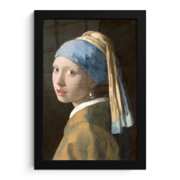 Meisje met de Parel - Schilderij van Johannes Vermeer fotolijst zwart zonder passe partout klein -3d