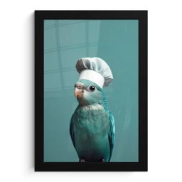 Parkiet - Vogel - Koksmuts - Cute fotolijst zwart zonder passe partout klein -3d