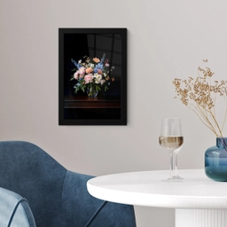 Pastel - Bloemen - Glazen - Vaas fotolijst zwart zonder passe partout klein -sfeer4