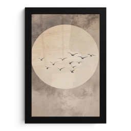 Vogel - Beige - Japandi fotolijst zwart zonder passe partout klein -3d