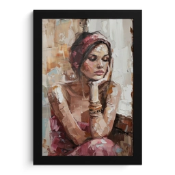 Vrouw - Verflook - Portret - Modern fotolijst zwart zonder passe partout klein -3d