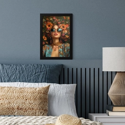 Vrouwen - Bloemen - Modern - Bril - Abstract fotolijst zwart zonder passe partout klein -sfeer3