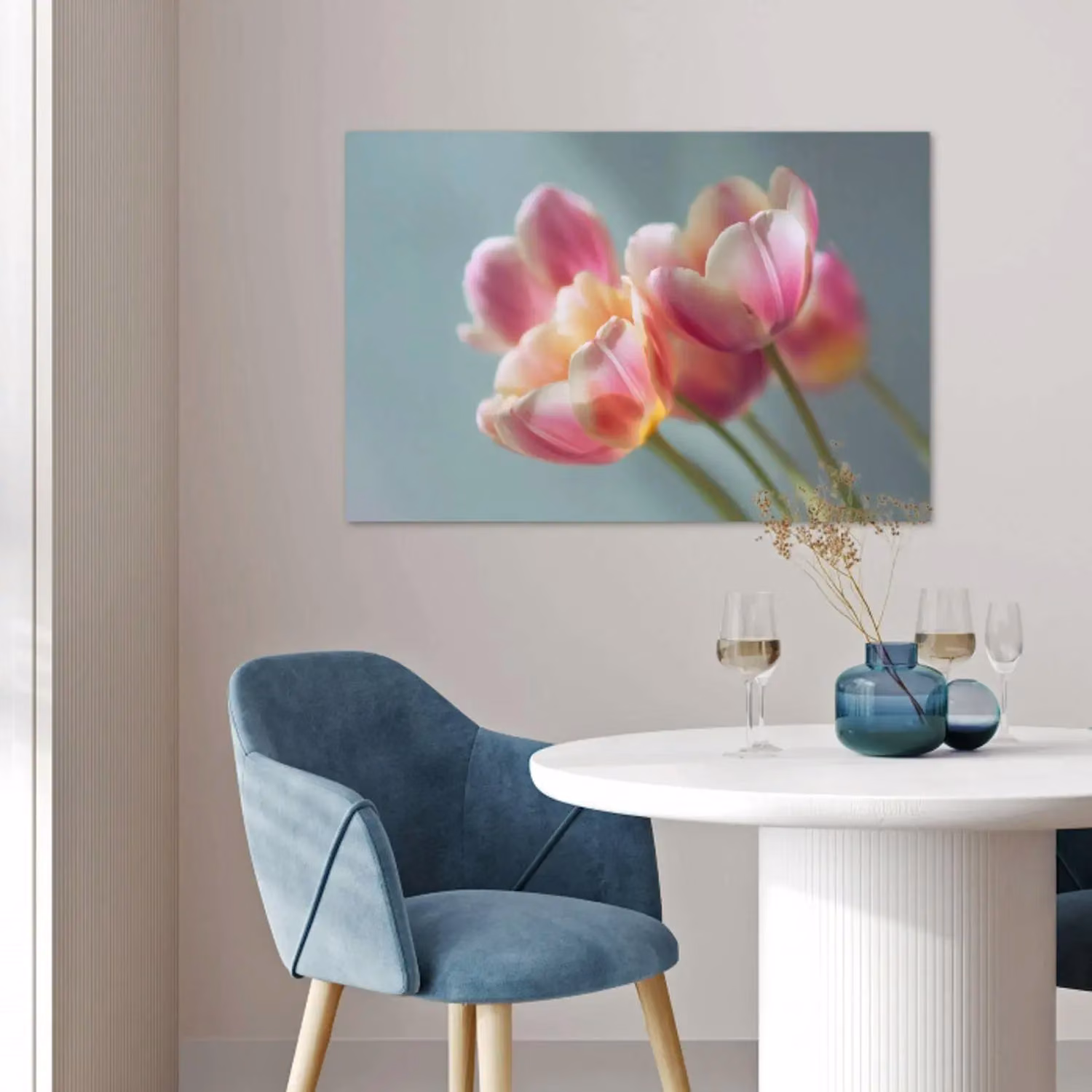 Tulpen - Roze - Stelen poster papier klein -sfeer3