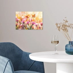 Vlinders - Oranje - Bloemen poster papier klein -sfeer3