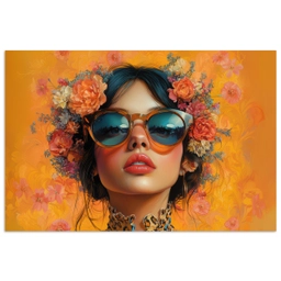 Vrouw - Bloemen - Aesthetic - Oranje poster papier klein -3d