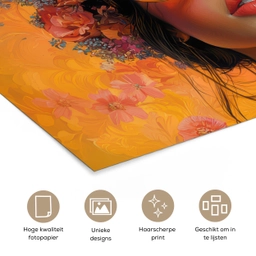 Vrouw - Bloemen - Aesthetic - Oranje poster papier klein -closeup_NL