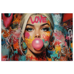 Vrouw - Kauwgom - Graffiti - Love poster papier klein -3d