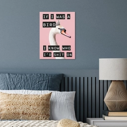 Zwaan - Vogel - Decoratie - Roze poster papier klein -sfeer2